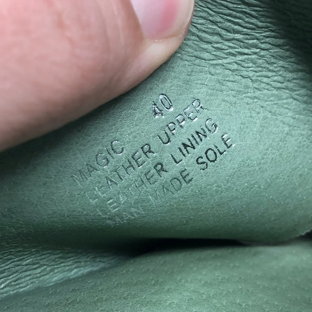 Chocolat Blu Magic Platform Sandal Women 40 US 9 Green Leather Whipstitch Slide